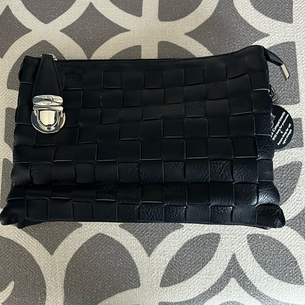 NWT K Carroll clutch with secured buckle